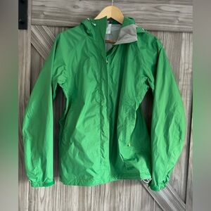 MEC hooded bright green rain Jacket